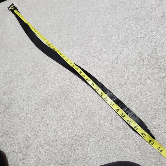 HUGO BOSS & ALLEN EDMONDS Italian Genuine Leather Belt Black Silver Men's 36 - Picture 8 of 10